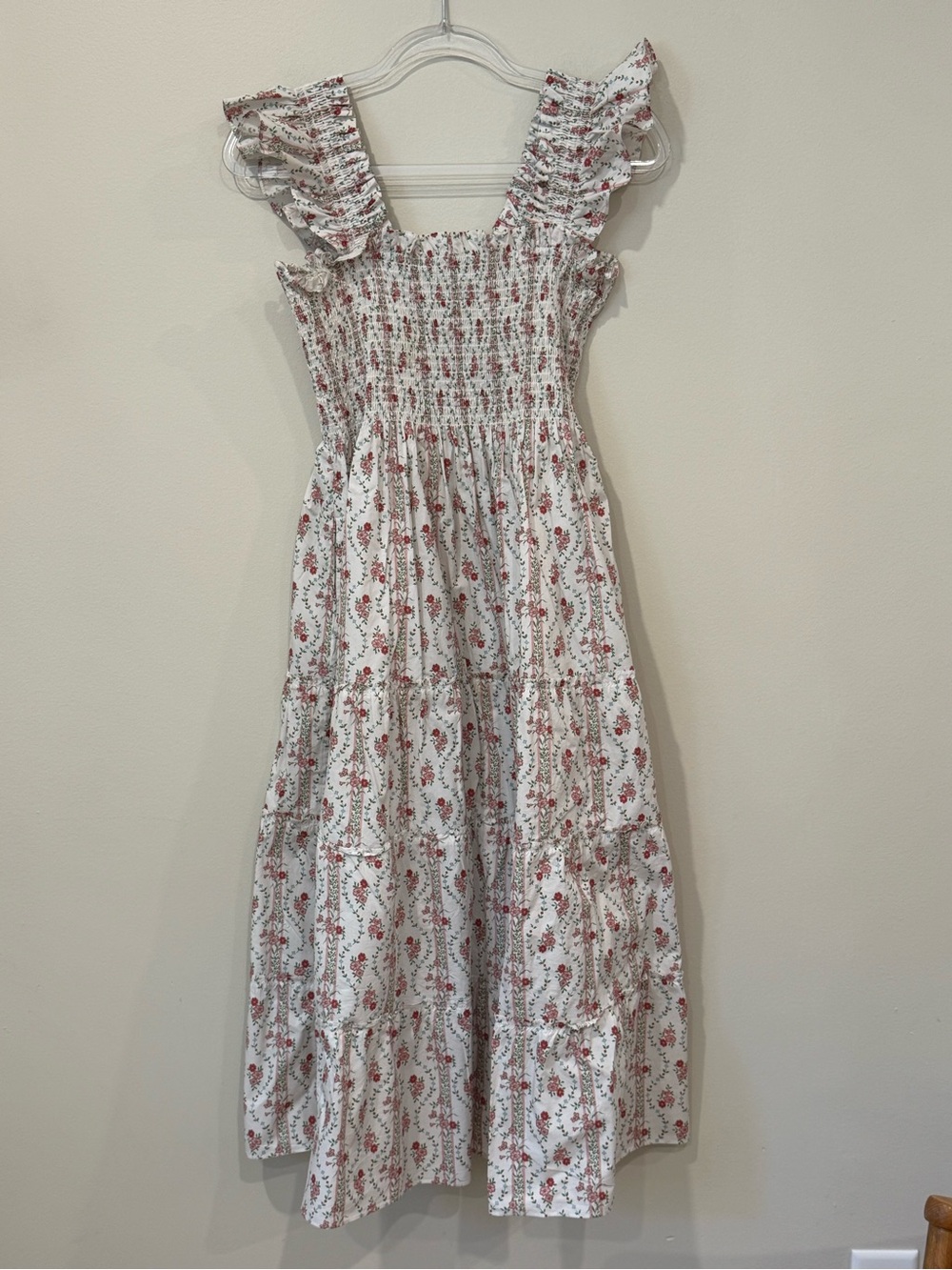 Hill House Home The Ellie Nap Dress Pink Vine Stripe Size Medium Cotton Poplin